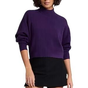Merino-Blend Mock Neck Sweater Express Size L Color Acai NWT